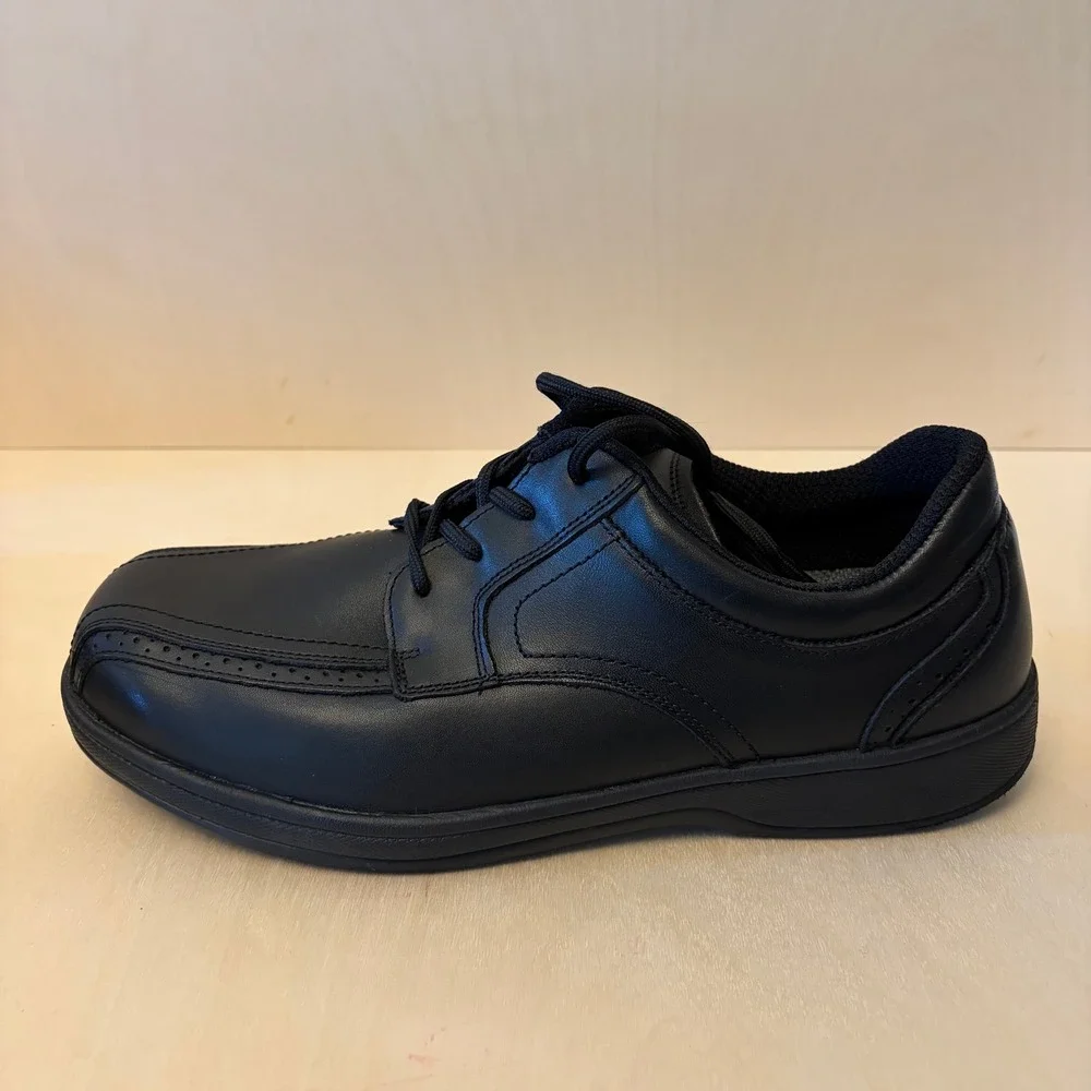 Orthofeet Dress Shoe Men 12 Extra Wide 4E Black Leather Orthopedic Oxfords
